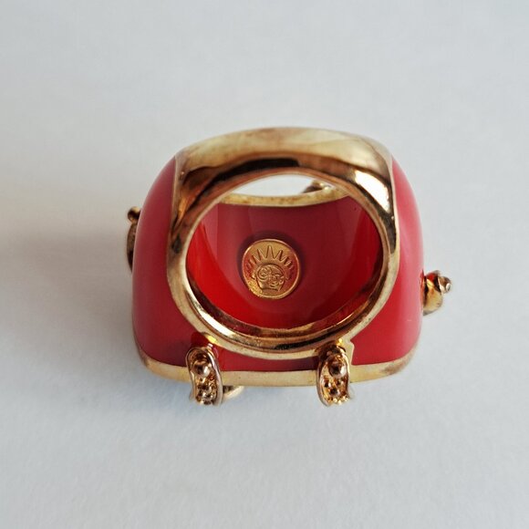 New Angelique de Paris Gold Plated Red Brown Tigereye Cage Ring Size 7 - Picture 8 of 16